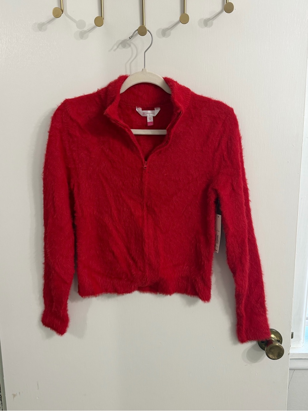 Bright Red Fuzzy Cardigan